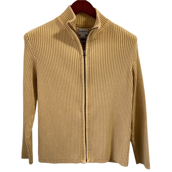 Chico’s Long Zip Sweater Cardigan M - Picture 2 of 5